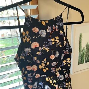 Midi Low Back Black Floral Print Midi Dress